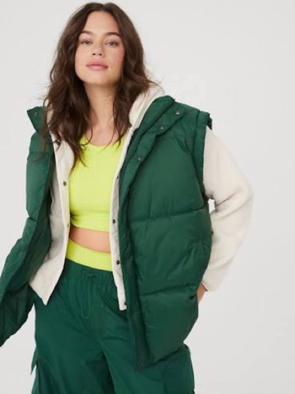 Aerie Offline Puffer Vest - Deep Green